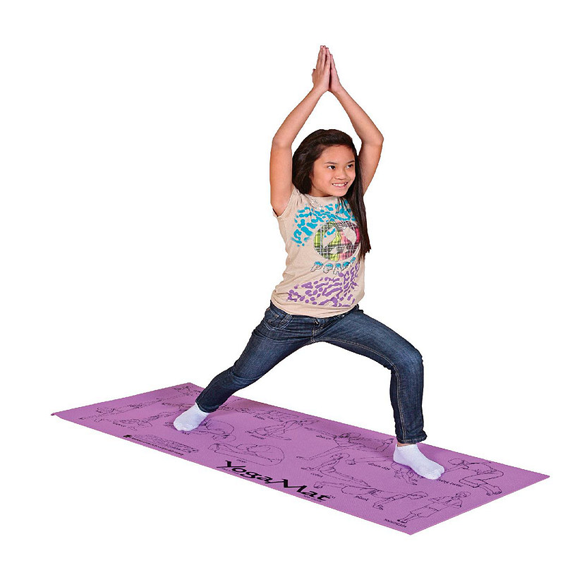 Sportime Youth Yoga Mat with 16 Pose Illustrations, 68x24x1/8 Inches, Each, Purple Image