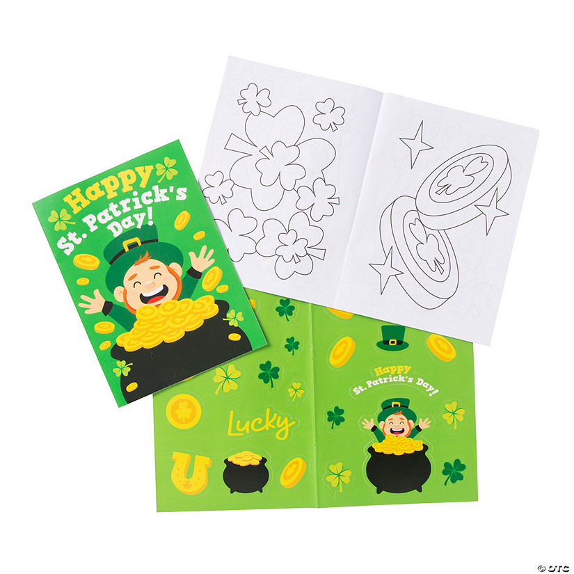 St. Patrick&#8217;s Day Coloring Books with Stickers - 12 Pc. Image