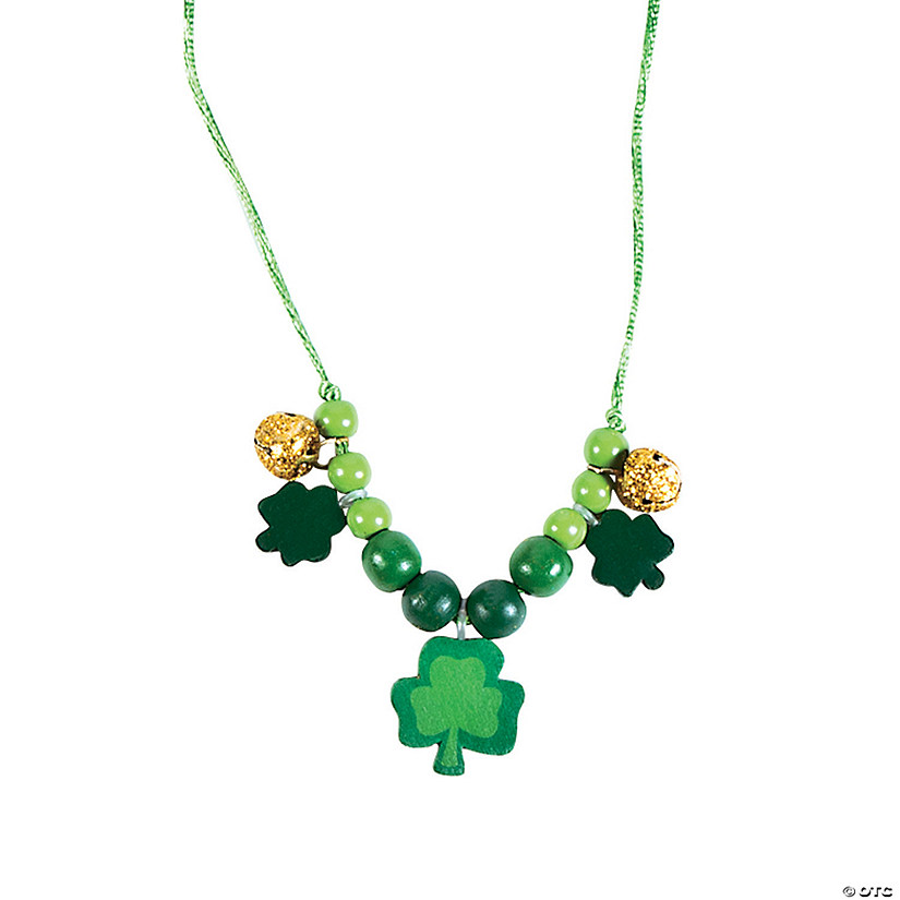 St. Patrick&#8217;s Day Shamrock Bead Necklace Craft Kit - Makes 12 Image