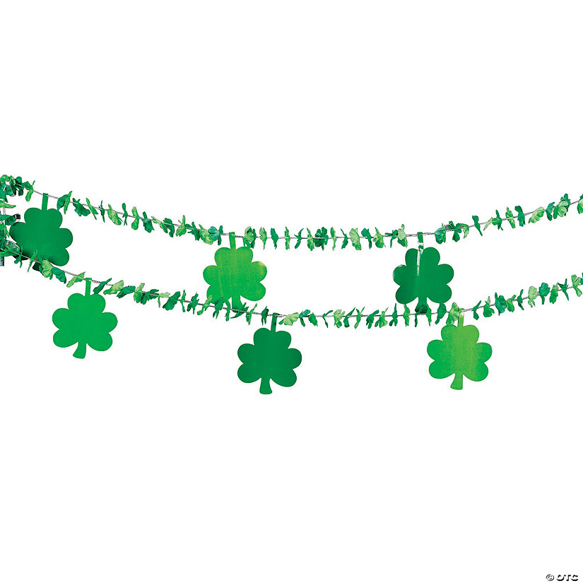 St. Patricks Flower Lei Garland with Shamrock Cutouts Image