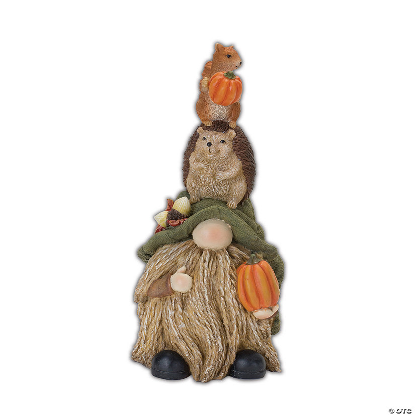 Stacking Gnome With Animals Figurine (Set Of 2) 11"H Resin Image