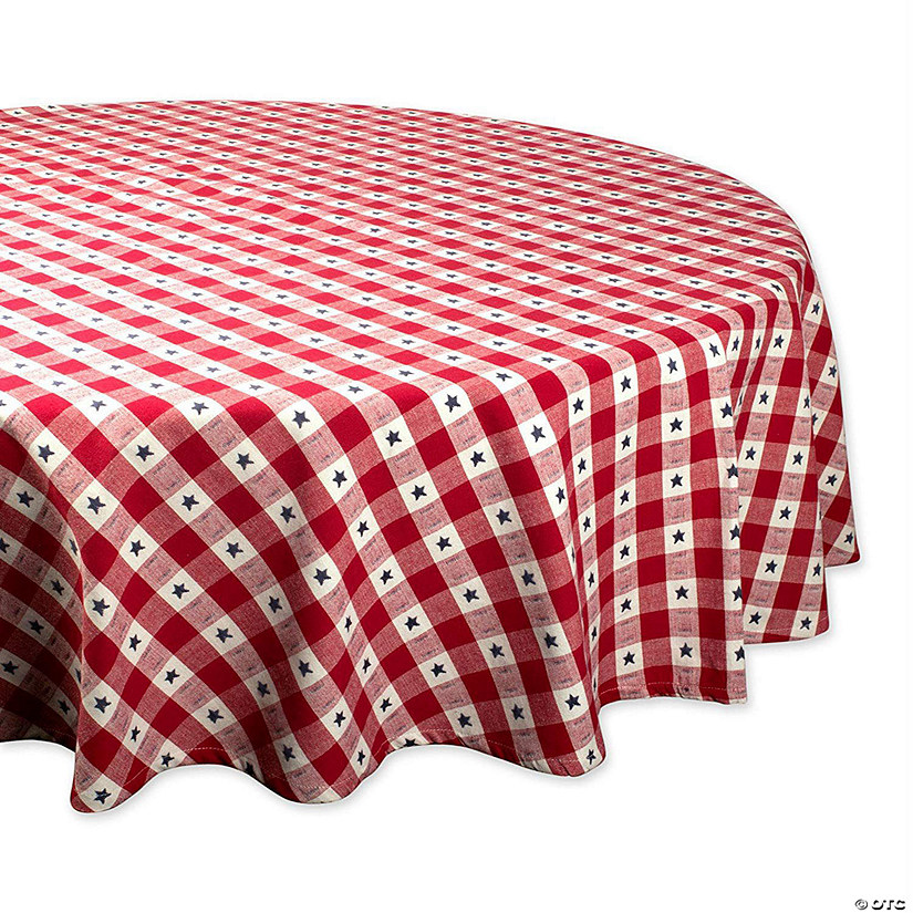 Star Check Tablecloth 70 Round Image