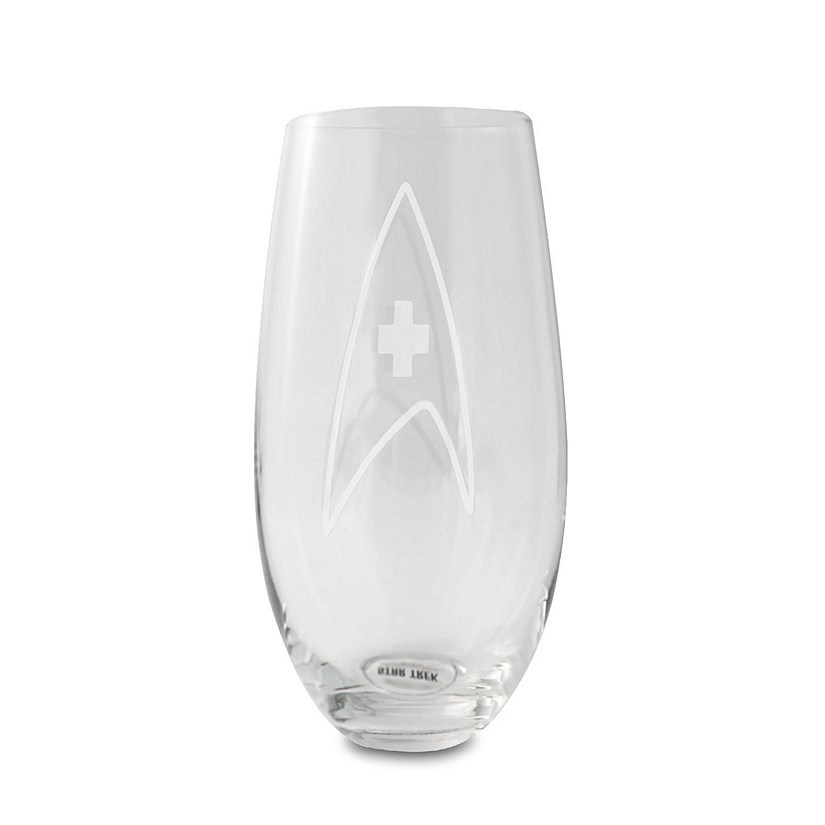 Star Trek Stemless Wine Glass Decorative Etched Medical Emblem  Holds 20 Ounces Image