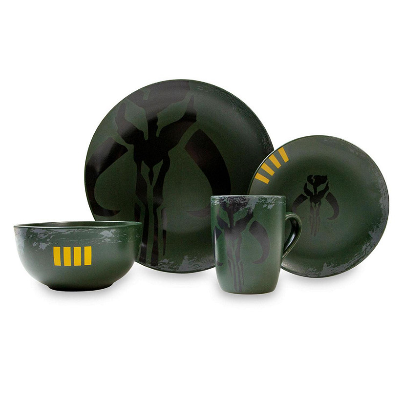 Star Wars Boba Fett Mandalorian Stoneware Plates & Bowl Collection  4-Piece Set Image