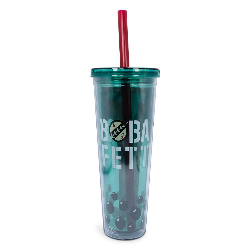 Star Wars Boba Fett Plastic Carnival Cup with Lid and Straw  24 Ounces Image