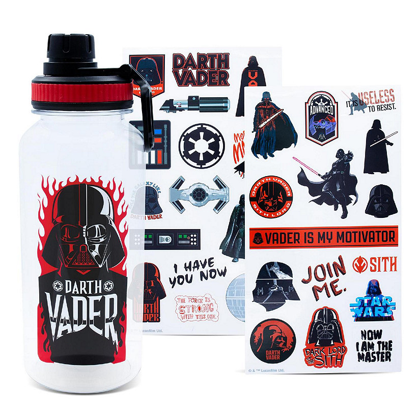 Star Wars Darth Vader Twist Spout Water Bottle and Sticker Set  Holds 32 Ounces Image