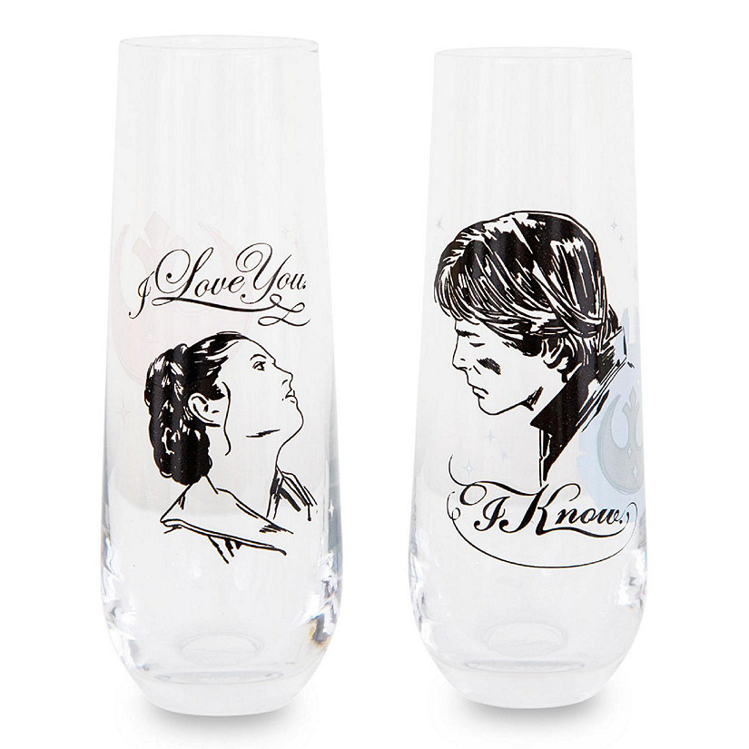 Star Wars Han and Leia "I Love You, I Know" Stemless Fluted Glassware  Set of 2 Image