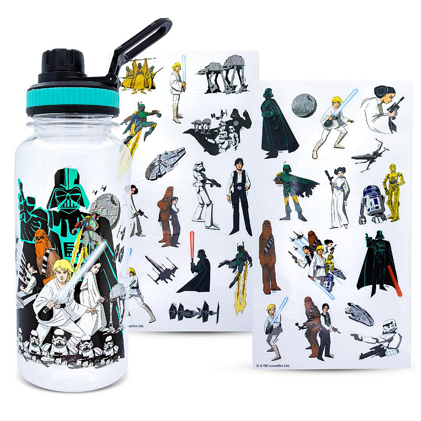 Star Wars Legacy Group Twist Spout Water Bottle and Sticker Set  Hold 32 Ounces Image
