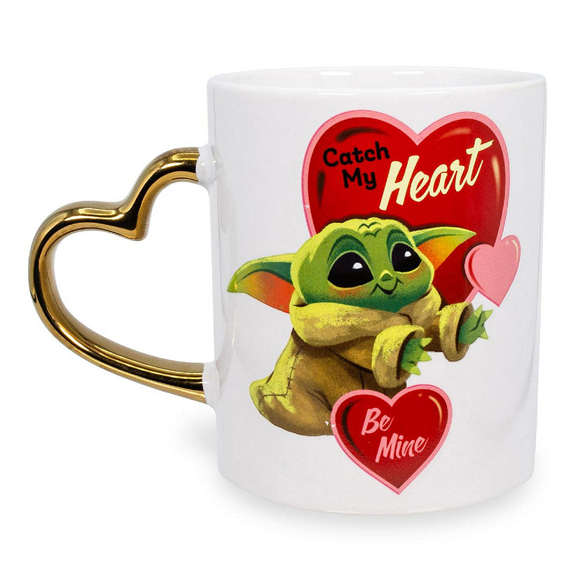 Star Wars: The Mandalorian Grogu Heart-Shaped Handle Ceramic Mug  14 Ounces Image