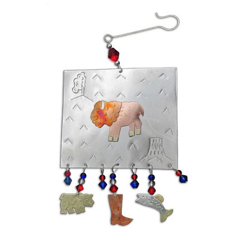 State Of Wyoming Metal Christmas Tree Ornament Fair Trade New Image