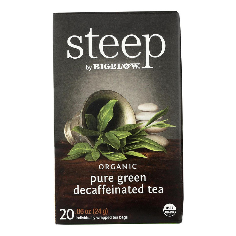 Steep By Bigelow Organic Green Tea - Pure Green Decaf - Case of 6 - 20 BAGS Image