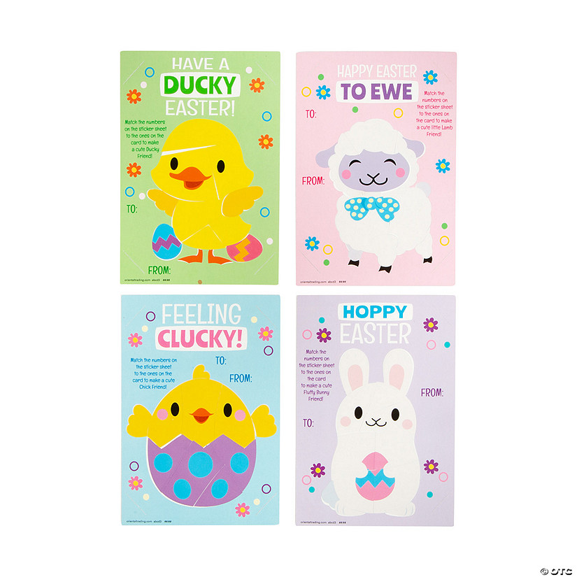 Sticker by Number Easter Cards - 24 Pc. Image