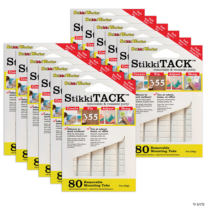 StikkiWorks StikkiTack, White, 2 oz./80 Tabs Per Pack, 12 Packs Image