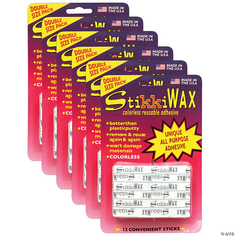 StikkiWorks StikkiWAX Adhesive Bars/Sticks, 12 Per Pack, 6 Packs Image