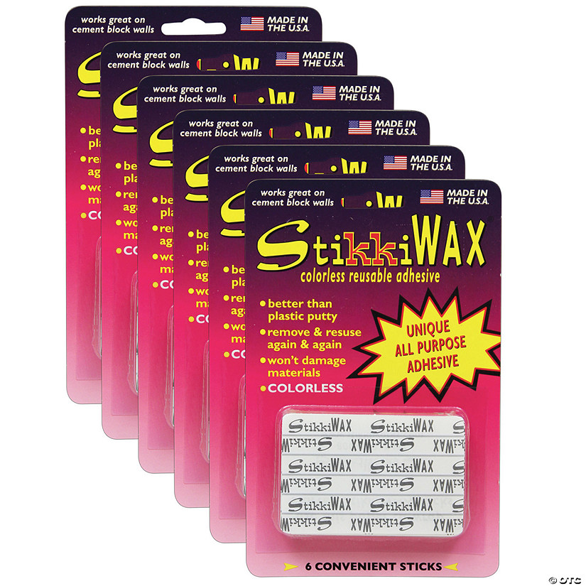 StikkiWorks StikkiWAX Adhesive Bars/Sticks, 6 Per Pack, 6 Packs Image