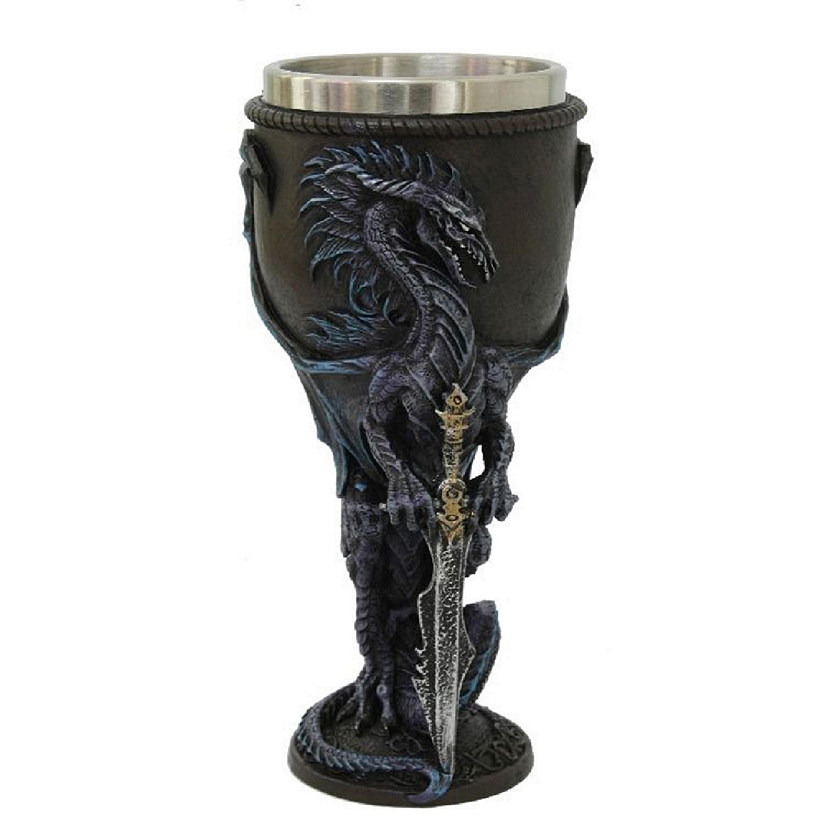 Stone Blade Dragon Goblet Chalice Wine Cup New Image