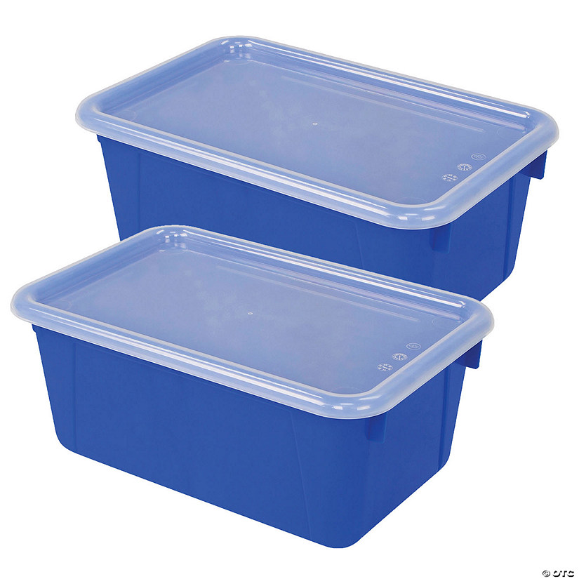 STOREX Small Cubby Bin, with Cover, Classroom Blue, Pack of 2 Image