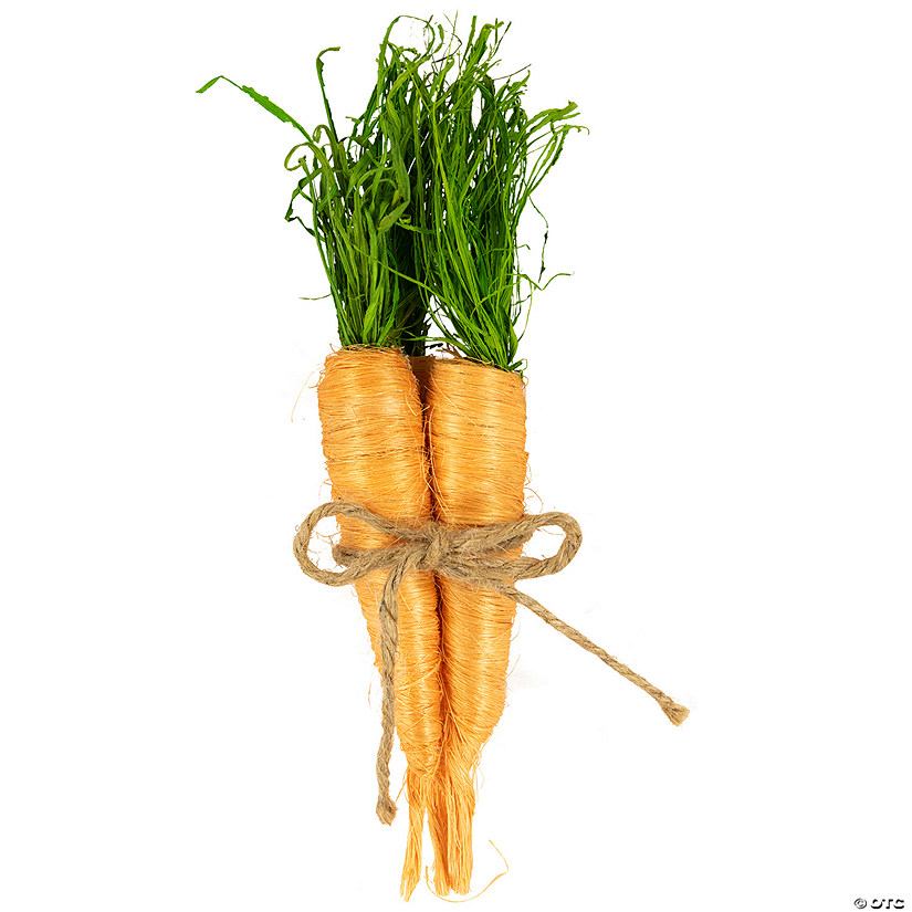 Straw Carrot Easter Decorations - 9"- Orange and Green - Set of 3 Image