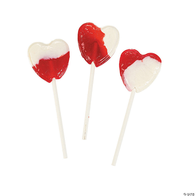 Strawberries &#8217;N Cream Heart-Shaped Lollipops - 38 Pc. Image