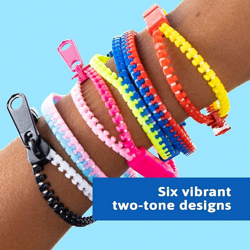 Studico Zip-Zip Hooray Fidget Bracelets for Kids, Multi-Colored Sensory Toys, Perfect for Kid's Party Favors / 48 Pack Image