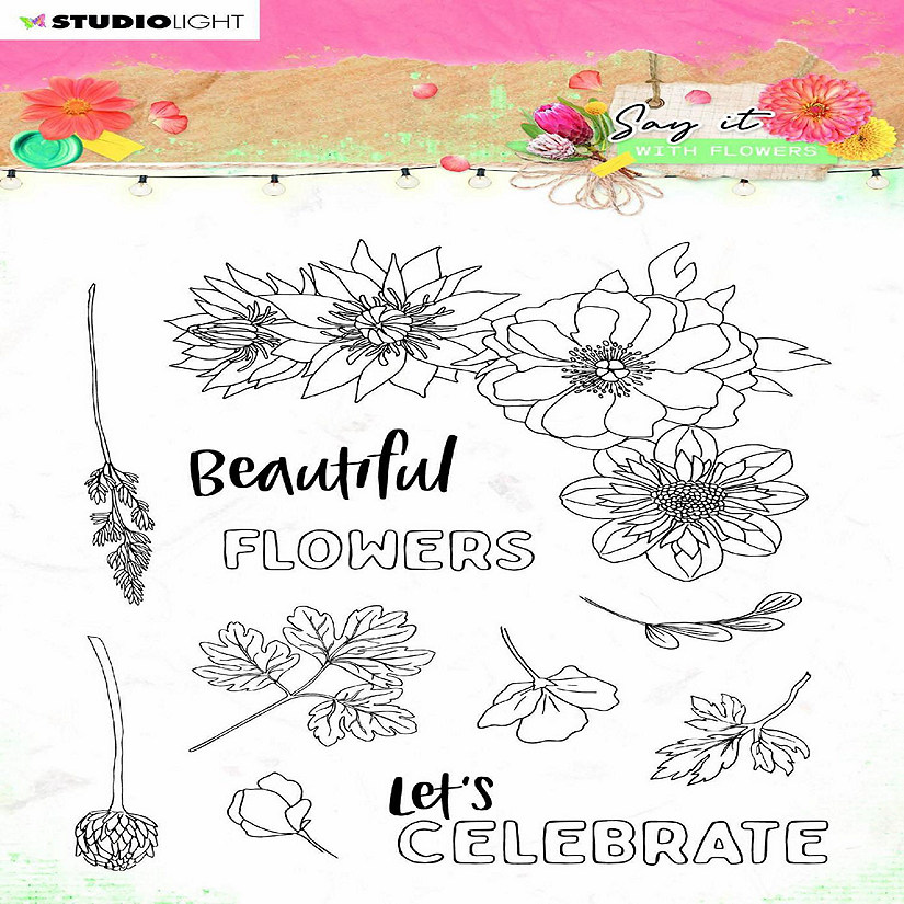 Studio Light Clear Stamp Say it with Flowers 105x148mm nr526 Image
