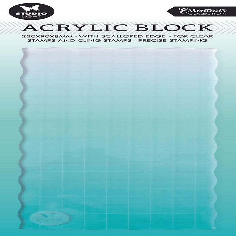 Studio Light SL Acrylic Stamp Block For Clear And Cling Stamps With Grid Essentials 220x90x8mm nr01 Image
