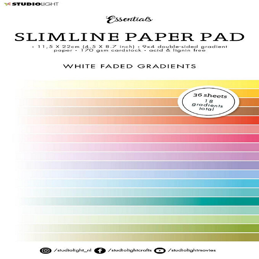 Studio Light SL Paper Pad Double Sided Gradient White Fade Slimline Essentials 115x220x5mm 36 sh nr31 Image