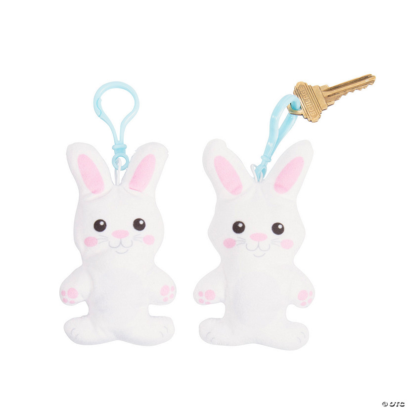Stuffed Easter Bunny Backpack Clip Keychains - 12 Pc. Image