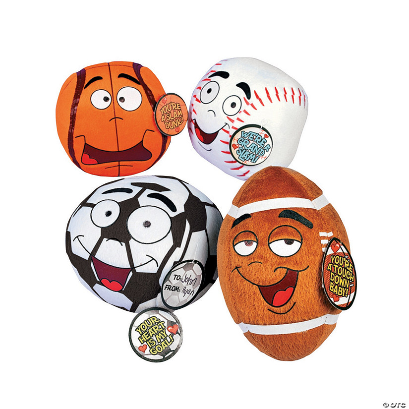 Stuffed Sports Balls Valentine Exchanges with Card for 12 Image