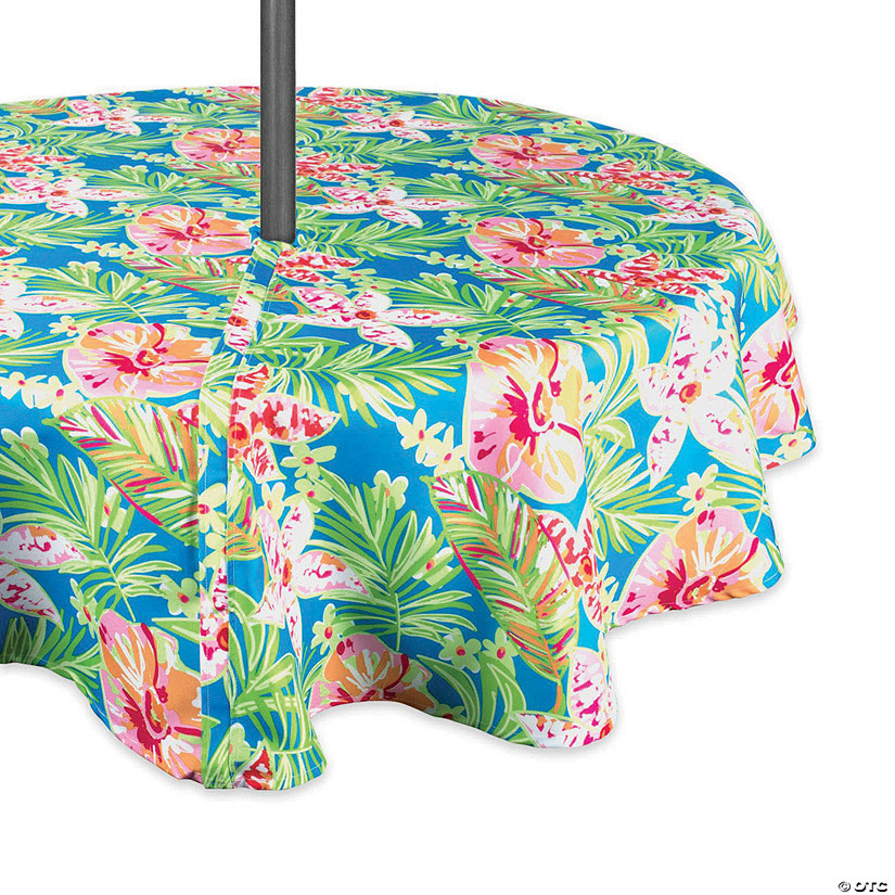 Summer Floral Outdoor Tablecloth With Zipper 52 Round Image
