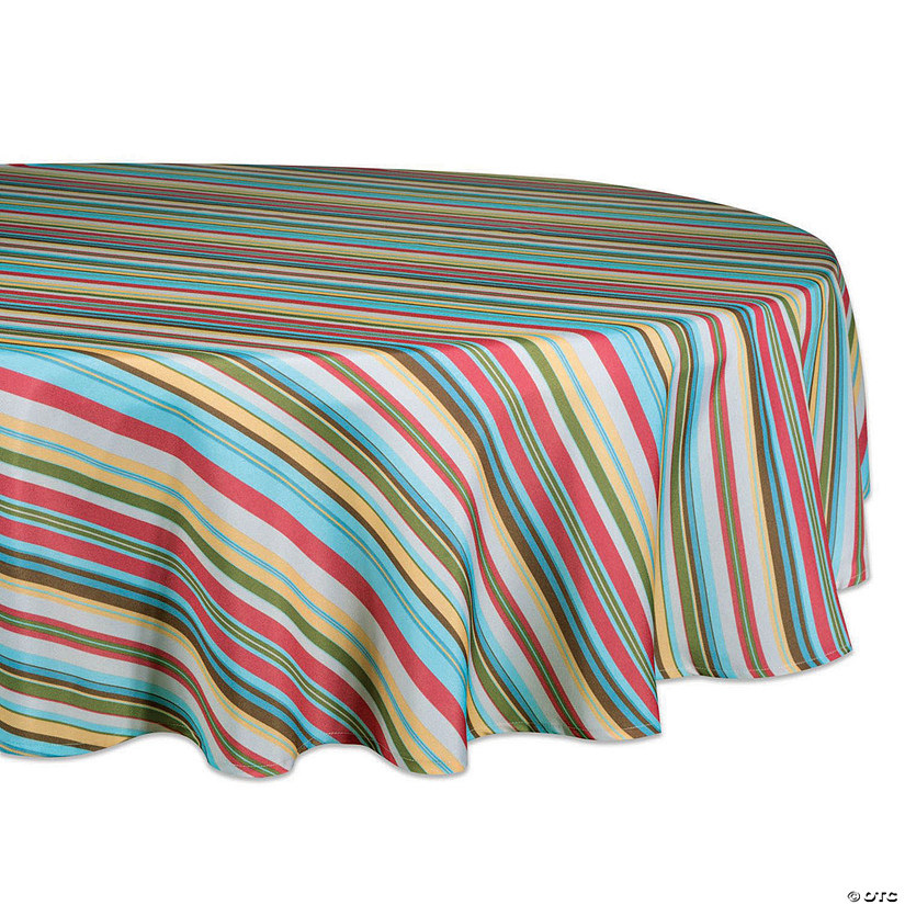 Summer Stripe Outdoor Tablecloth 60 Round Image