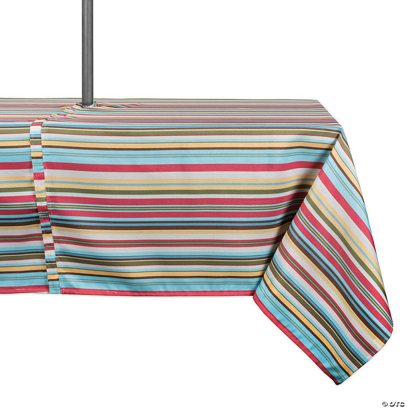 Summer Stripe Outdoor Tablecloth With Zipper 60X84 Image