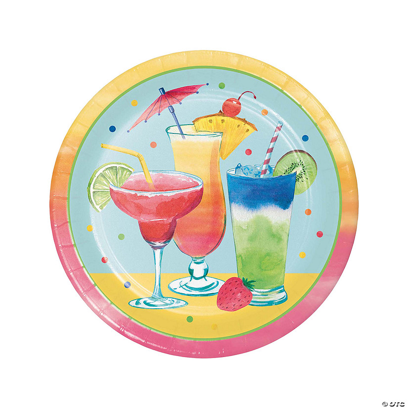 Summer Vibes Cocktail Party Paper Dinner Plates - 8 Pc. Image