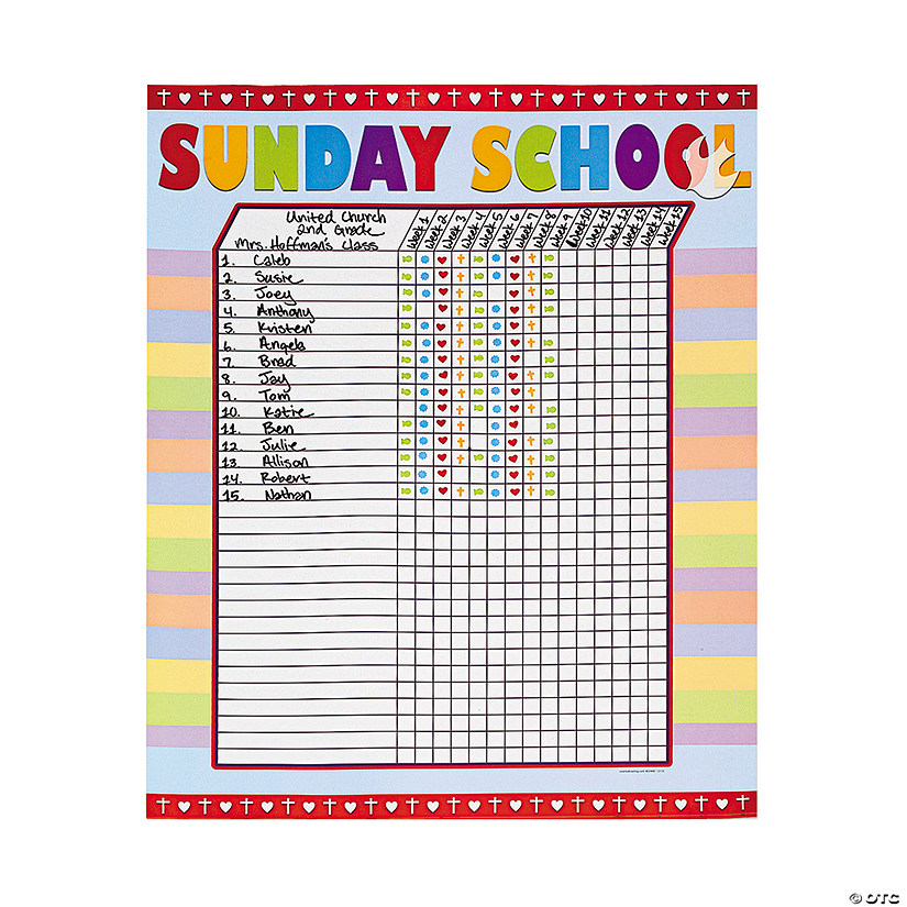 Sunday School Attendance Sticker Charts - 6 Pc. Image