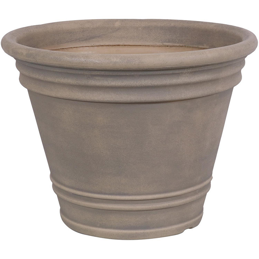 Sunnydaze Franklin Polyresin Outdoor/Indoor Unbreakable UV-Resistant Flower Pot Planter - 20" Diameter - Beige Image