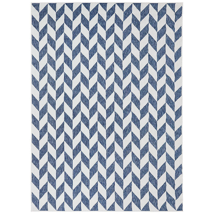 Sunnydaze Geometric Affinity Outdoor Patio Area Rug in Steel Blue - 8 ft. x 10 ft. Image