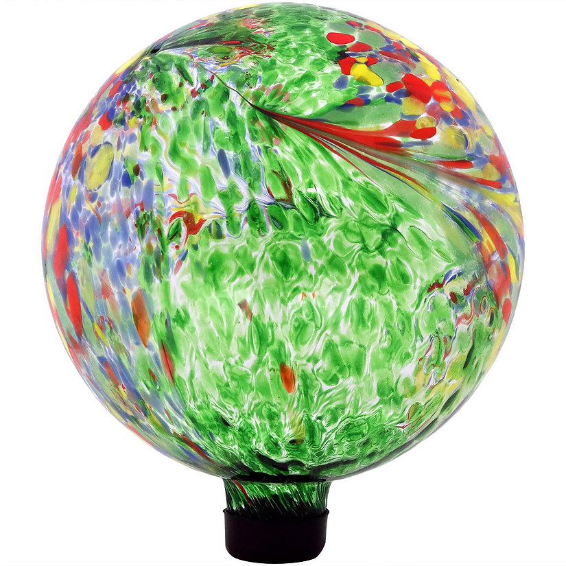 Sunnydaze Indoor/Outdoor Artistic Gazing Globe Glass Garden Ball for Lawn, Patio or Indoors - 10" Diameter - Green Image