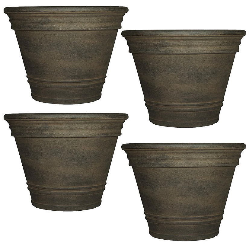 Sunnydaze Indoor/Outdoor Patio, Garden, or Porch Weather-Resistant Double-Walled Franklin Flower Pot Planter - 20" - Sable Finish - 4pk Image