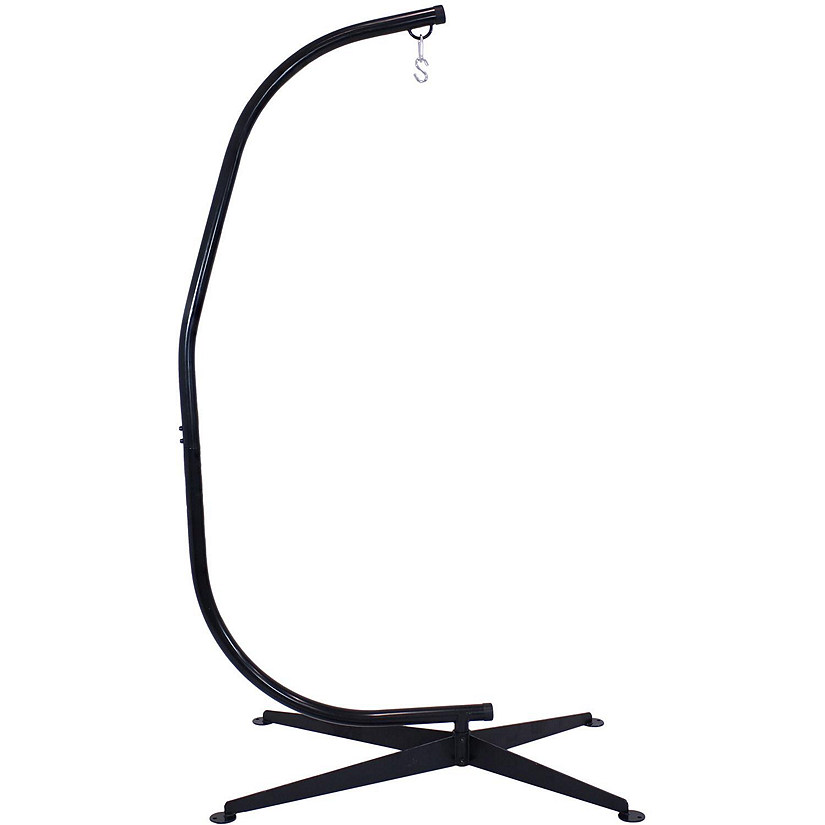 Sunnydaze Indoor/Outdoor Steel Metal C-Stand Hammock Chair Stand Only - Black - 300 lb Weight Capacity Image