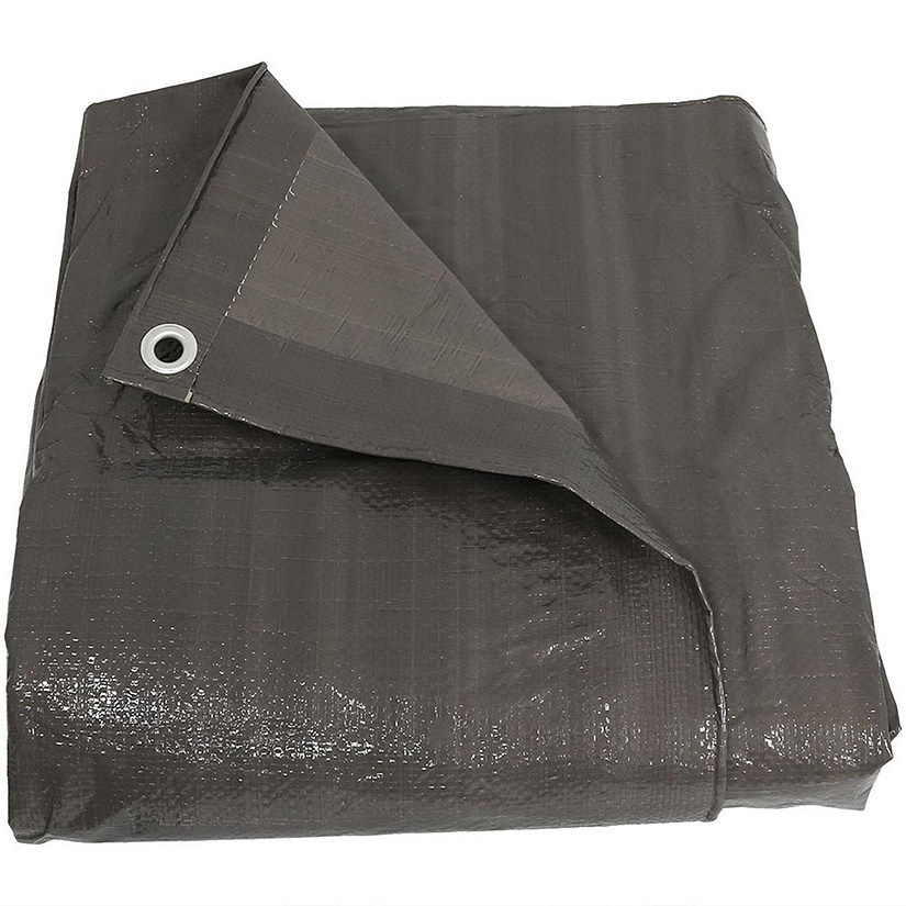 Sunnydaze Outdoor Heavy-Duty Multi-Purpose Plastic Reversible Protective Tarp Cover - 8' x 10' - Dark Gray Image