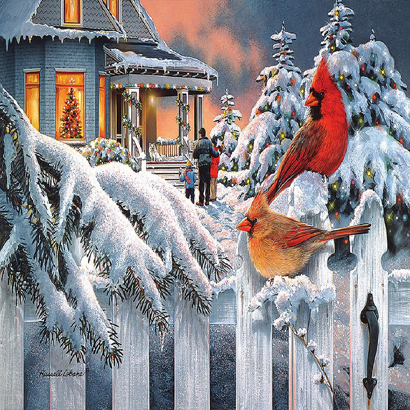 Sunsout Cardinals at home for Christmas 300 pc  Jigsaw Puzzle Image