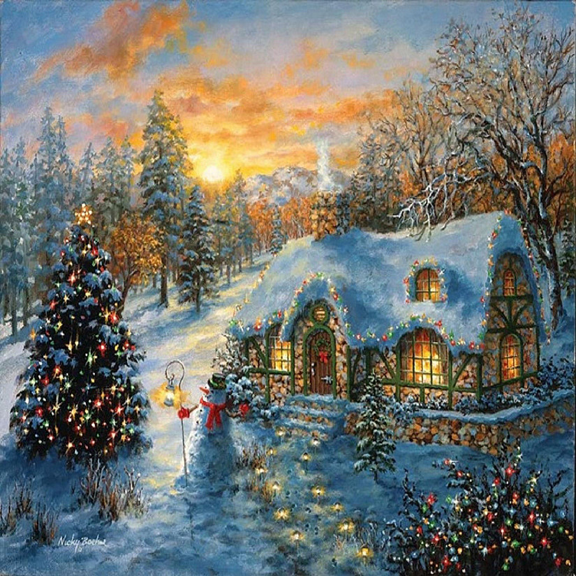 Sunsout Christmas Cottage 500 pc  Jigsaw Puzzle Image