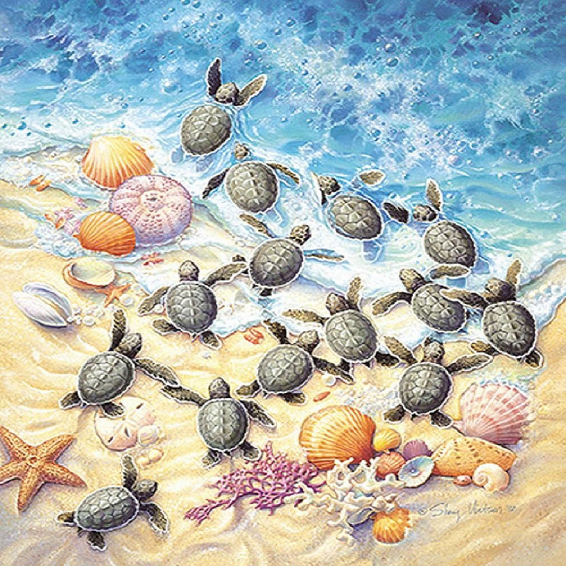 Sunsout Green Turtle Hatchlings 550 pc  Jigsaw Puzzle Image