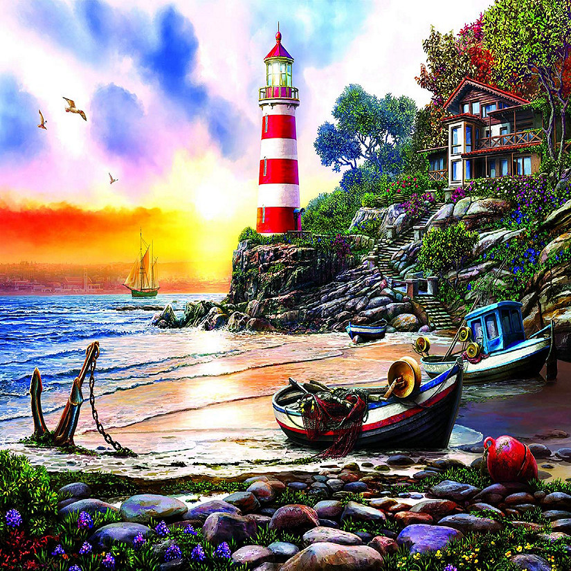 Sunsout Lighthouse Harbor 1000 pc  Jigsaw Puzzle Image