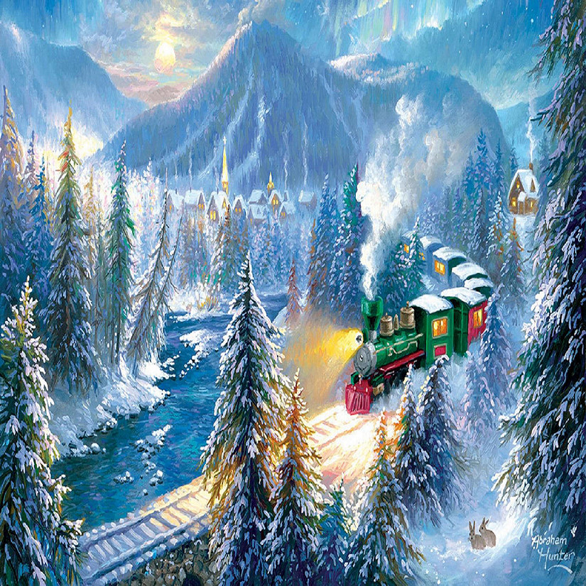 Sunsout Mountain Christmas Train 500 pc  Jigsaw Puzzle Image