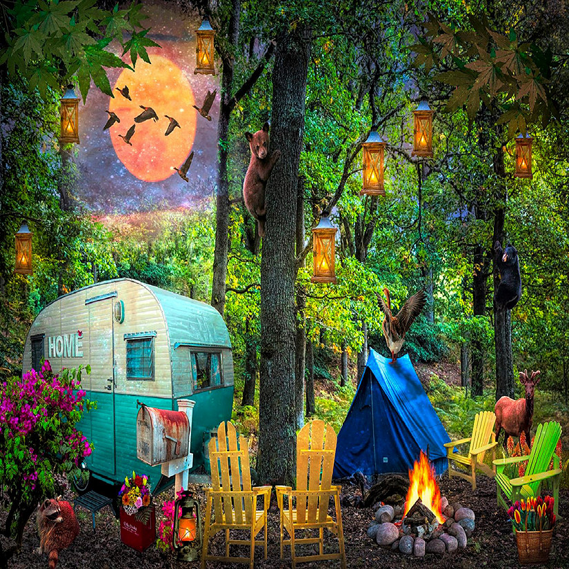 Sunsout Summertime Camping 500 pc Large Pieces Jigsaw Puzzle Image