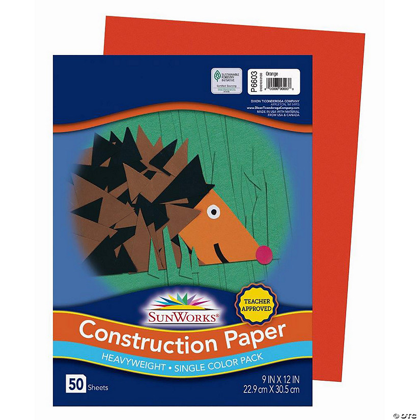Sunworks&#174; Orange 9" x 12" Heavyweight Construction Paper - 50 Sheets Image