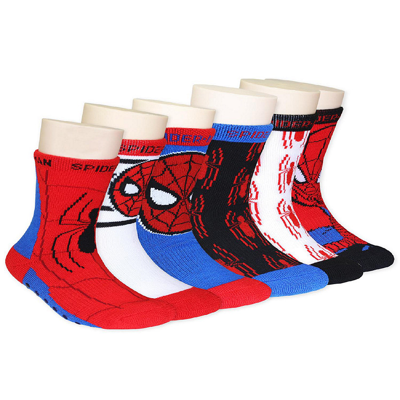 Super Hero Adventures Spider-Man Baby Toddler Boys 6 pack Socks with Grippers (5-7 yrs, Red/Blue) Image