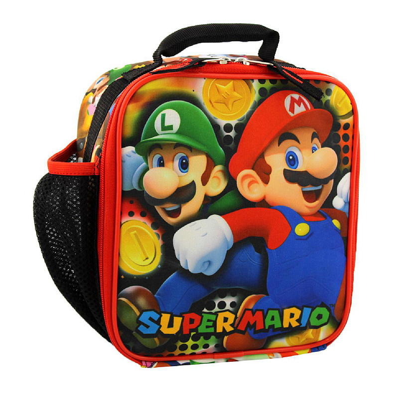 Super Mario Bros Boy's Girl's Soft Insulated School Lunch Box (One Size, Red/Multi) Image