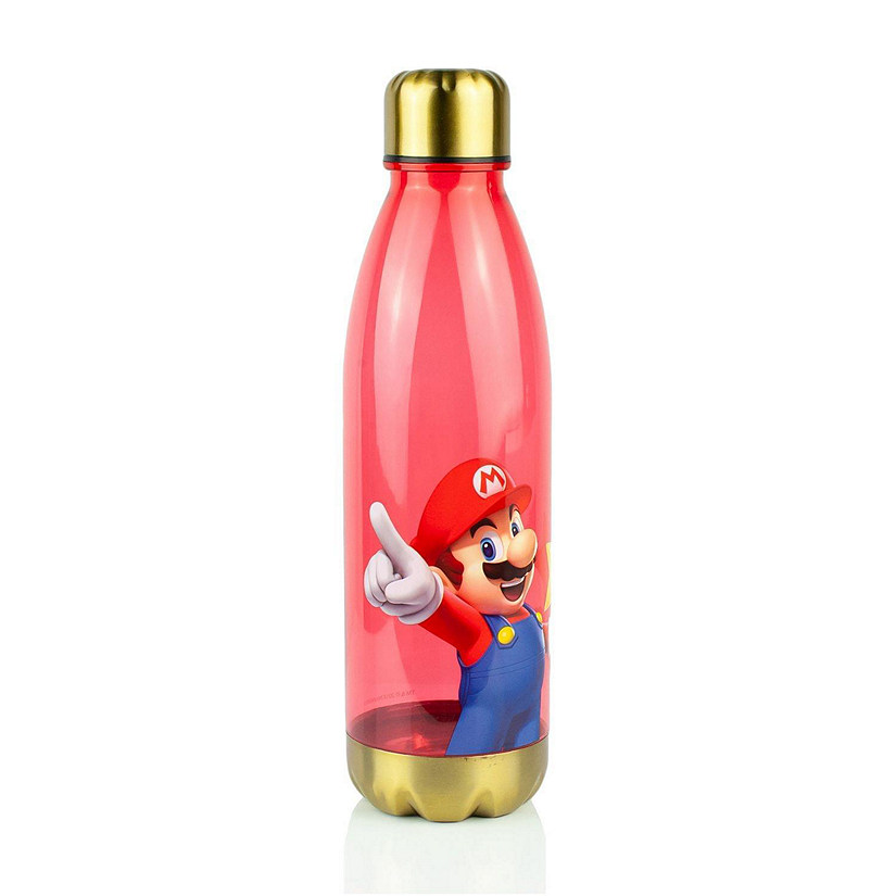 Super Mario Bros Red Plastic Water Bottle  20 oz Image